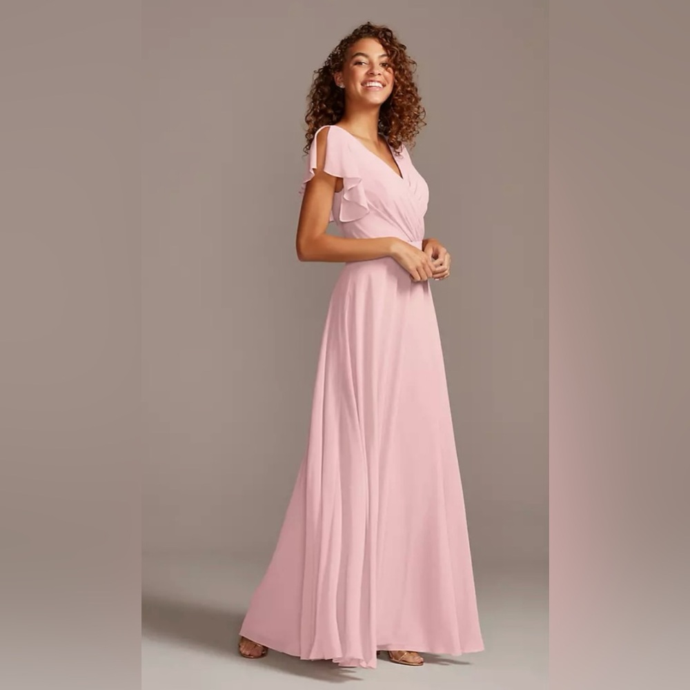 David's Bridal Blush Bridesmaid Dress